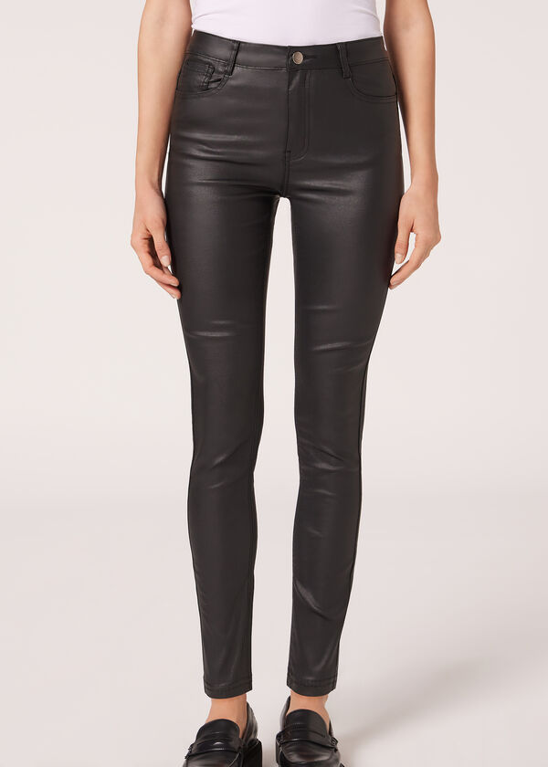 Calzedonia Leggings Skinny Efecto Encerado