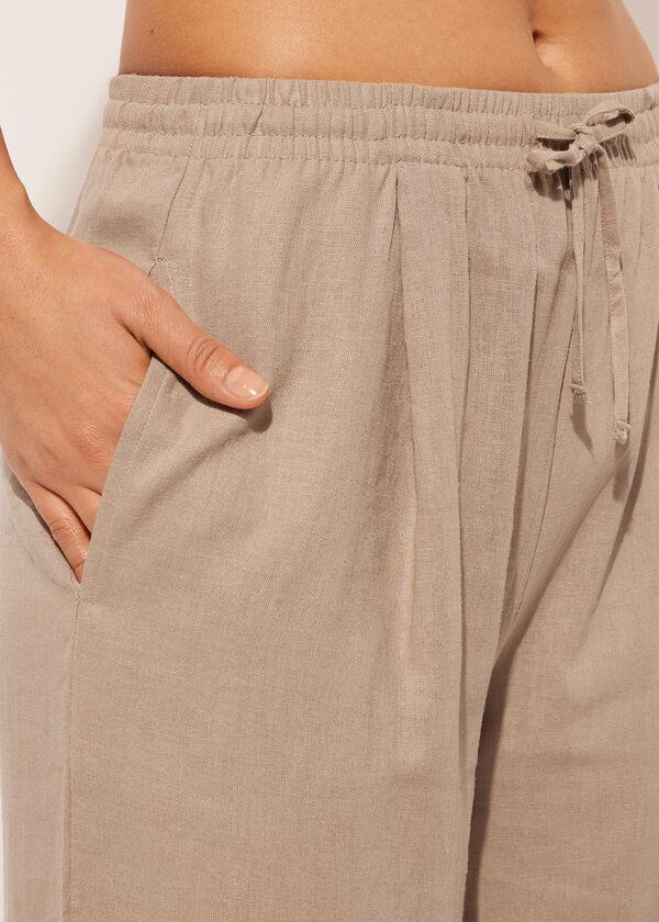 Calzedonia Pantalón Corto Palazzo Lino Y Viscosa
