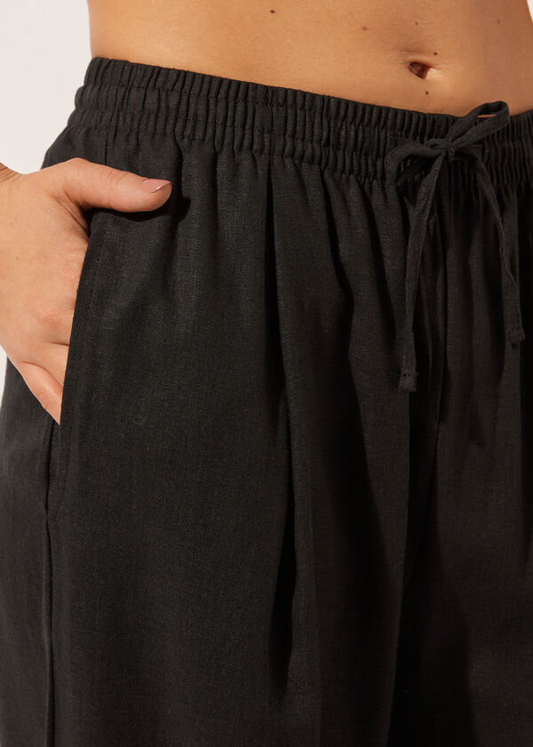Calzedonia Pantalón Corto Palazzo Lino Y Viscosa