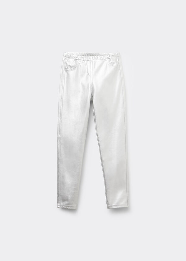 Calzedonia Pantalon Skinny Efecto Metalizado