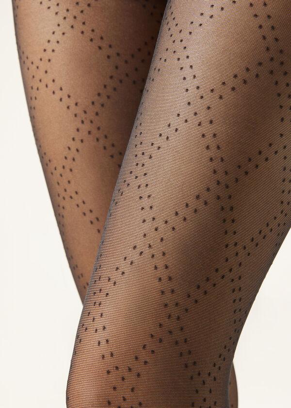 Calzedonia Pantis Transparentes Rombos Y Lunares