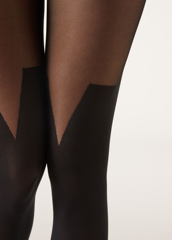 Calzedonia Panty Efecto Calza Detalle Asimétrico