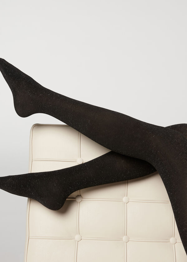 Calzedonia Panty Tupido Con Glitter