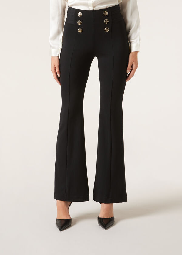 Calzedonia Pantalón Flare Sailor Efecto Shapping Con Detalle Botones