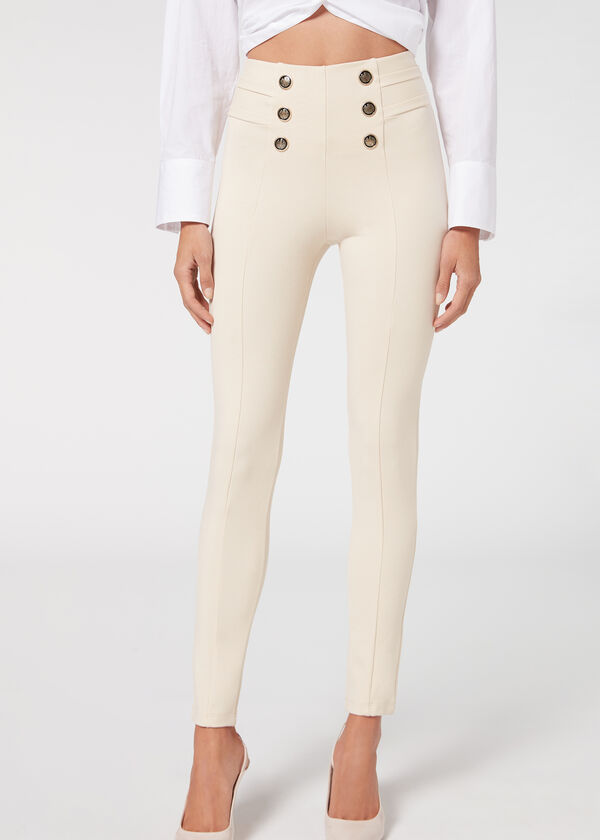 Calzedonia Pantalón Sailor Efecto Shapping Con Detalle Botones