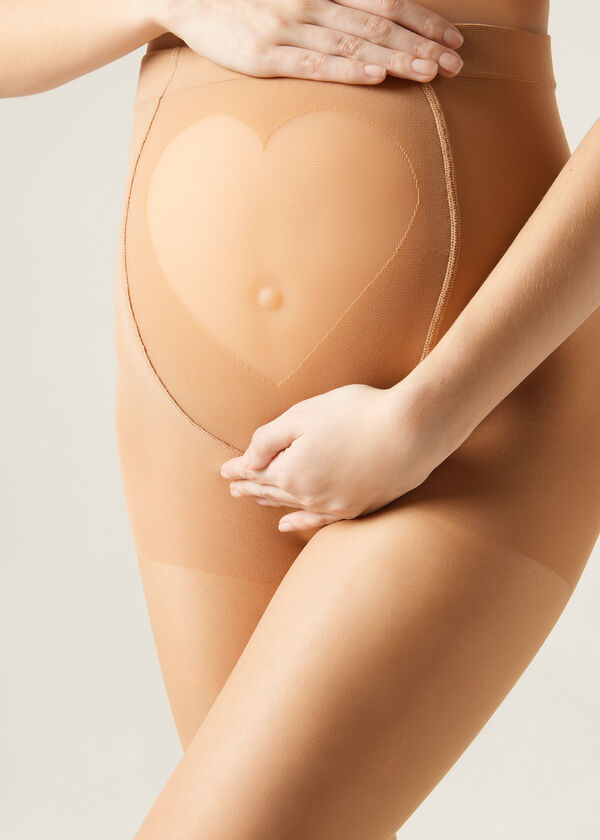 Calzedonia Pantis Transparentes 20 Deniers Premamá Con Corazón Transparente