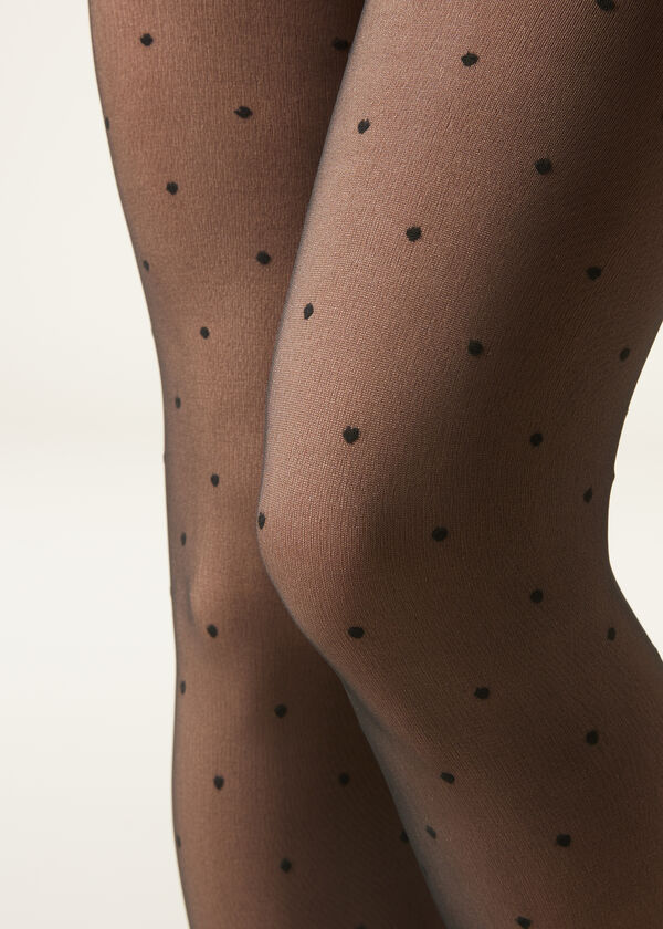 Calzedonia Panty Térmico Efecto Transparente Con Lunares