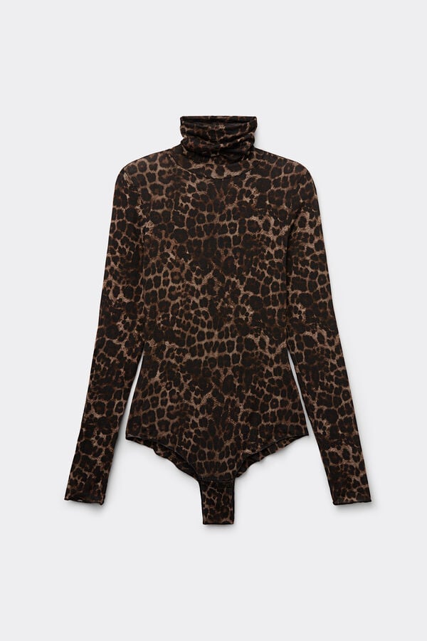 Intimissimi Body De Manga Larga De Modal Ultralight Con Cashmere Luxurious Leopard