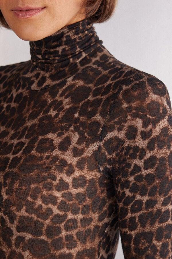 Intimissimi Body de Manga Larga de Modal Ultralight con Cashmere Luxurious Leopard