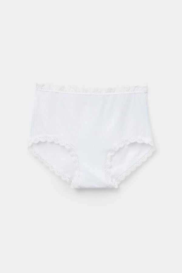 Intimissimi Braguita Culotte De Talle Alto De Algodón Y Encaje