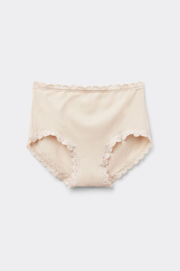 Intimissimi Braguita Culotte De Talle Alto De Algodón Y Encaje