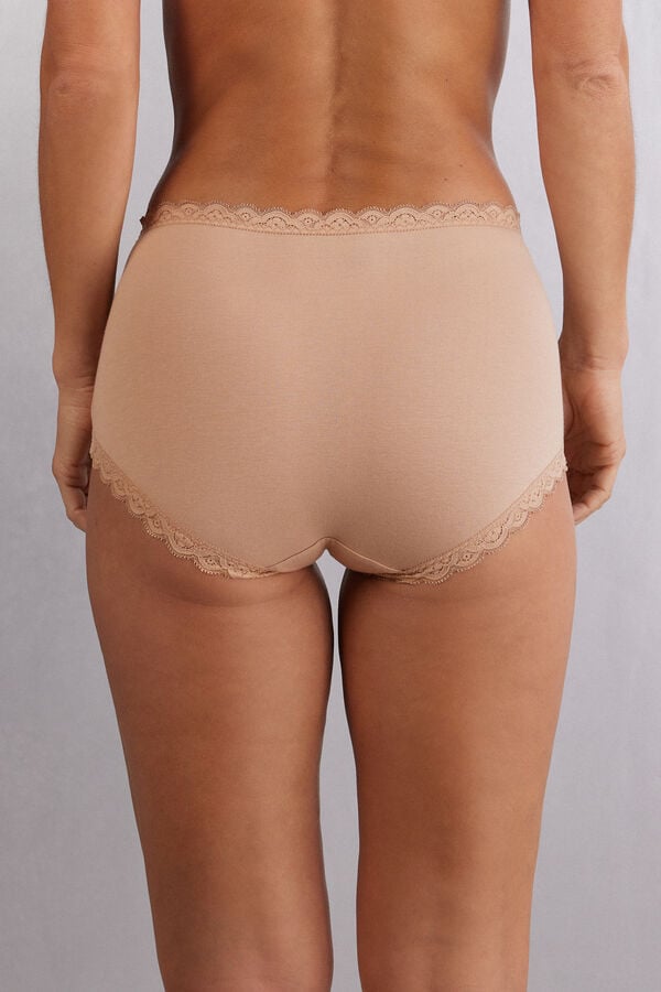 Intimissimi Braguita Culotte De Talle Alto De Algodón Y Encaje