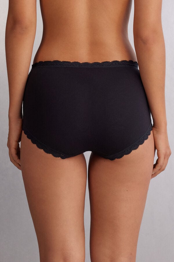 Intimissimi Braguita Culotte De Talle Alto De Algodón Y Encaje