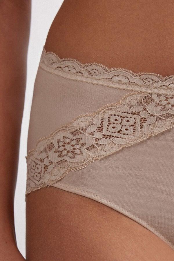 Intimissimi Braguita de Talle Medio de Algodón y Encaje