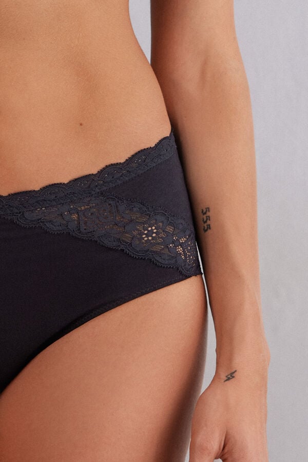 Intimissimi Braguita de Talle Medio de Algodón y Encaje