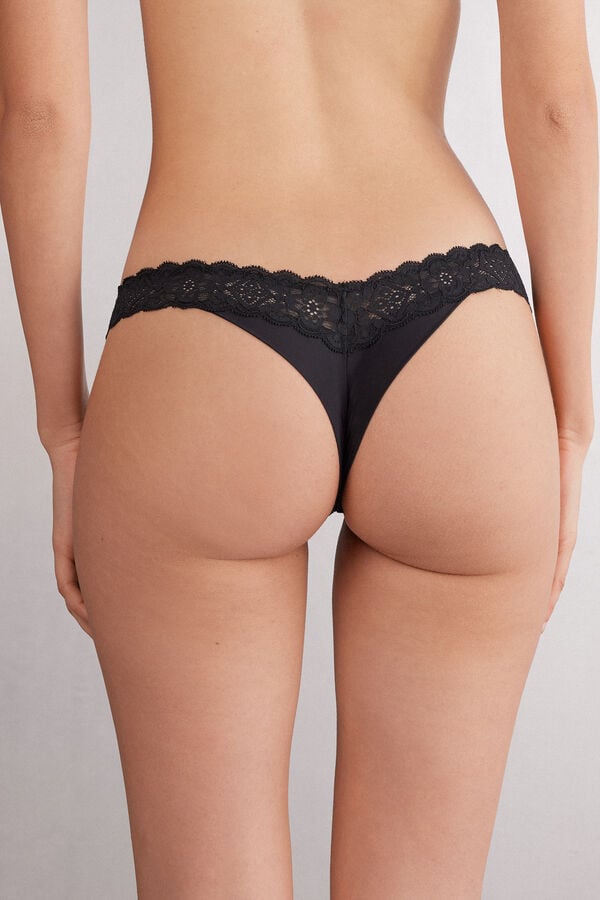 Intimissimi Brasileña De Encaje Y Microfibra Estilo De Los Años 80