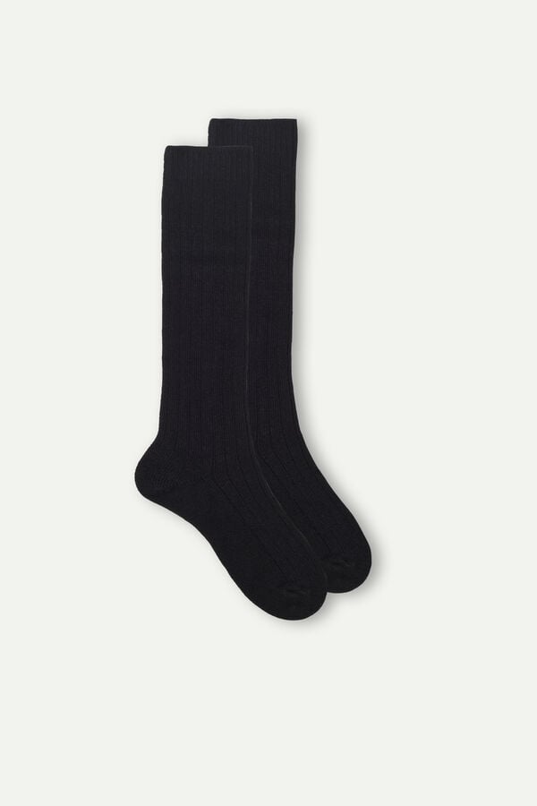 Intimissimi Calcetines Largos en Punto de Canalé de Cashmere y Lana