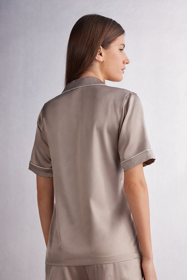 Intimissimi Camisa De Manga Corta De Seda De Corte Masculino