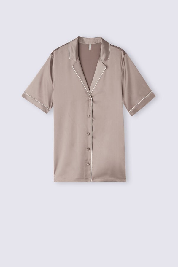 Intimissimi Camisa De Manga Corta De Seda De Corte Masculino