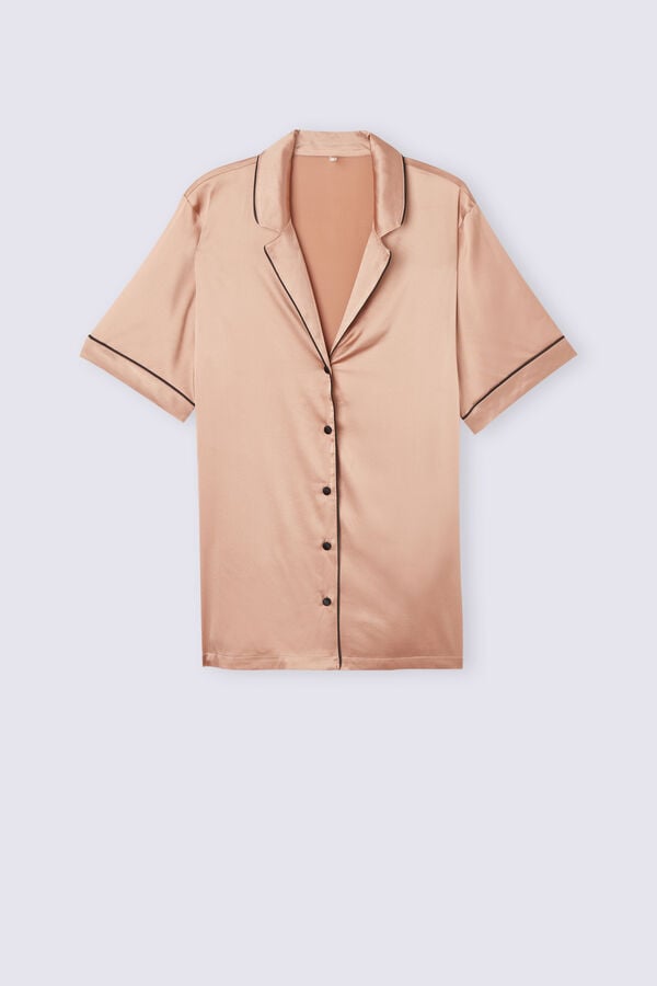 Intimissimi Camisa De Manga Corta De Seda De Corte Masculino