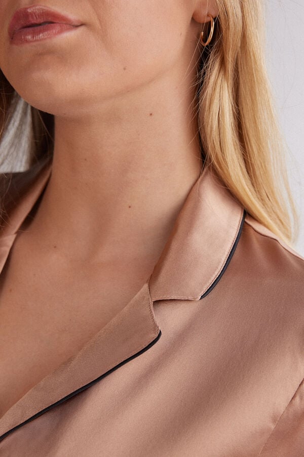 Intimissimi Camisa de Manga Corta de Seda de Corte Masculino