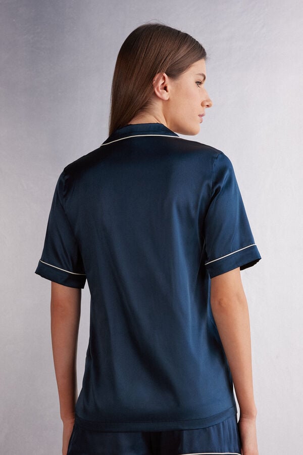 Intimissimi Camisa De Manga Corta De Seda De Corte Masculino