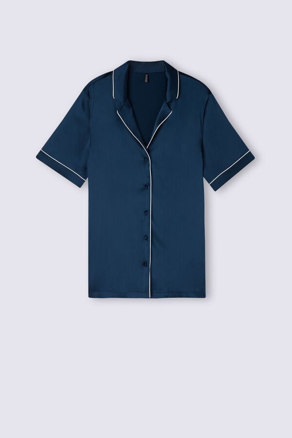 Intimissimi Camisa De Manga Corta De Seda De Corte Masculino