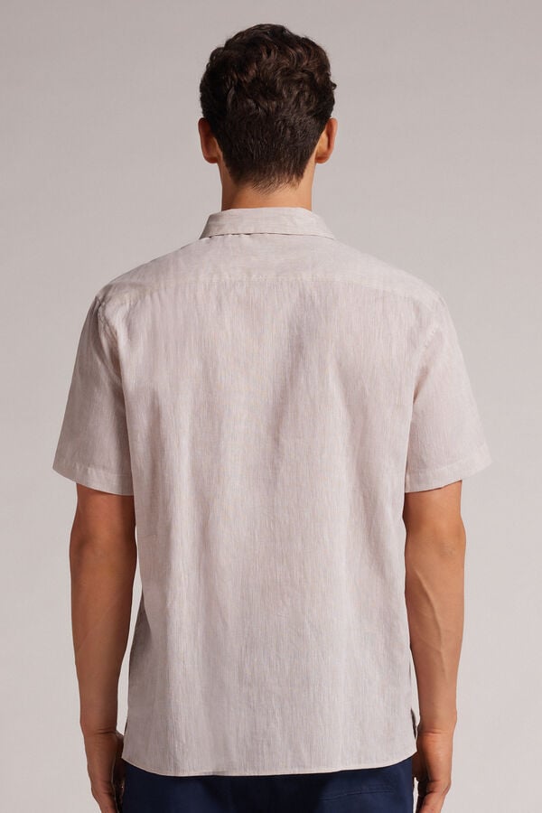 Intimissimi Camisa de Manga Corta en Lino y Algodón