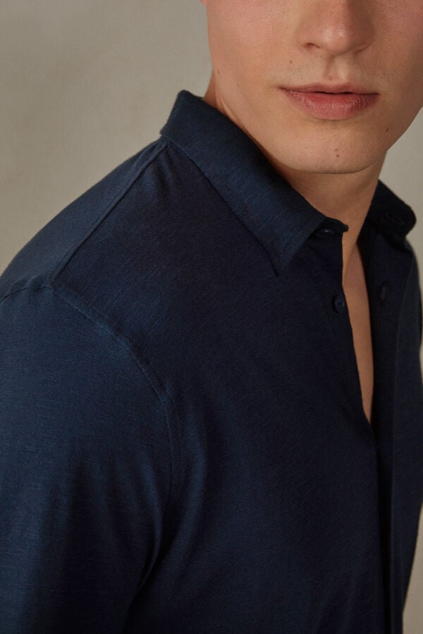 Intimissimi Camisa de Manga Larga de Algodón Jaspeado