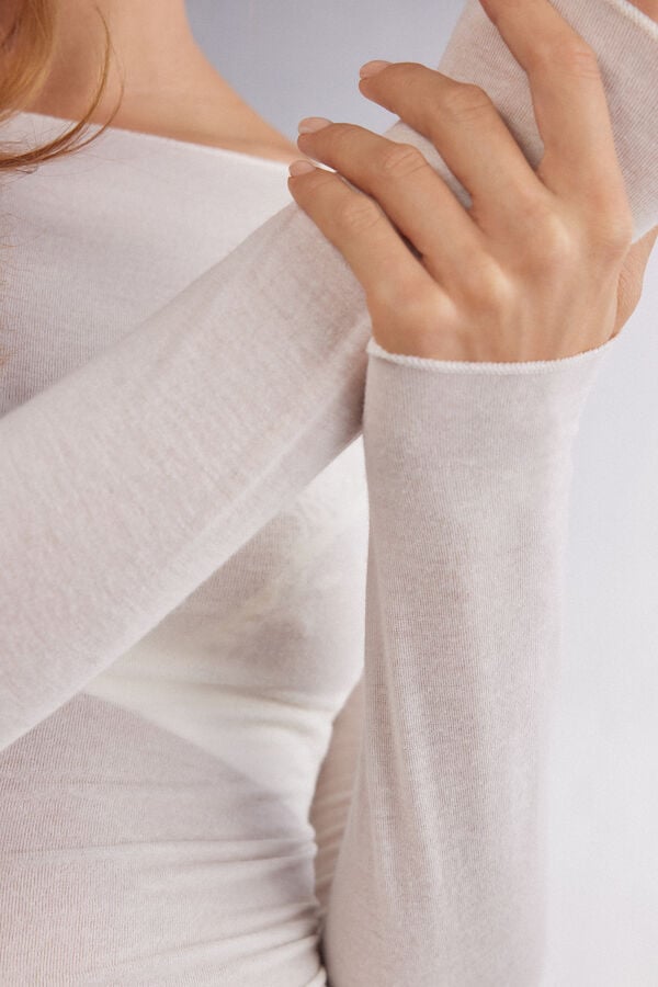 Intimissimi Camiseta con cuello barco en cashmere de manga Larga