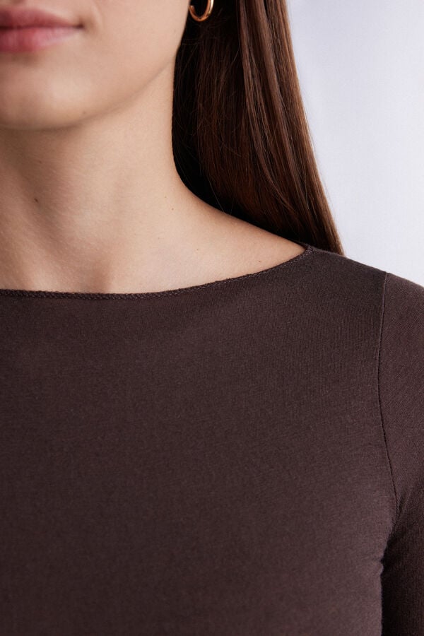 Intimissimi Camiseta con cuello barco en cashmere de manga Larga