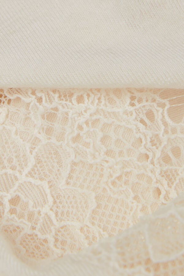 Intimissimi Camiseta Con Encaje De Manga Larga En Modal Y Cashmere Ultraligero