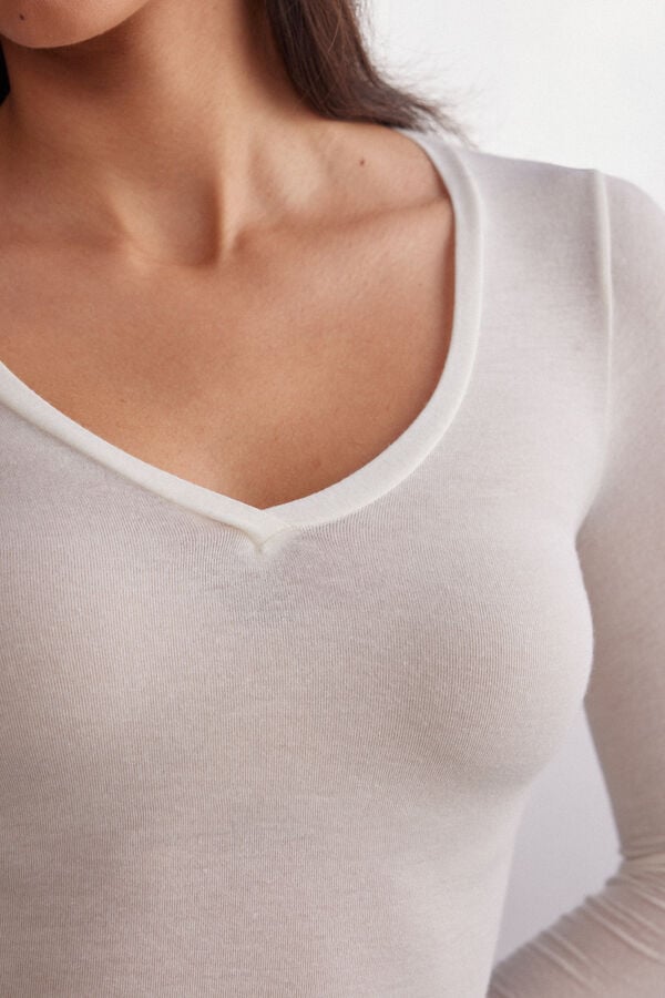 Intimissimi Camiseta de Cuello de Pico de Modal Ultraligero con Cashmere