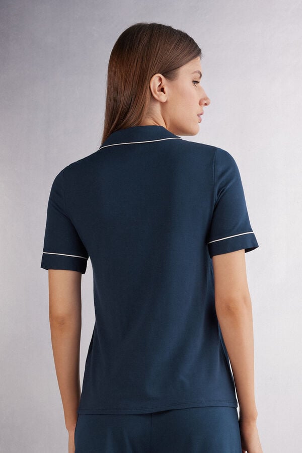 Intimissimi Camiseta De Manga Corta Con Abertura Frontal De Modal