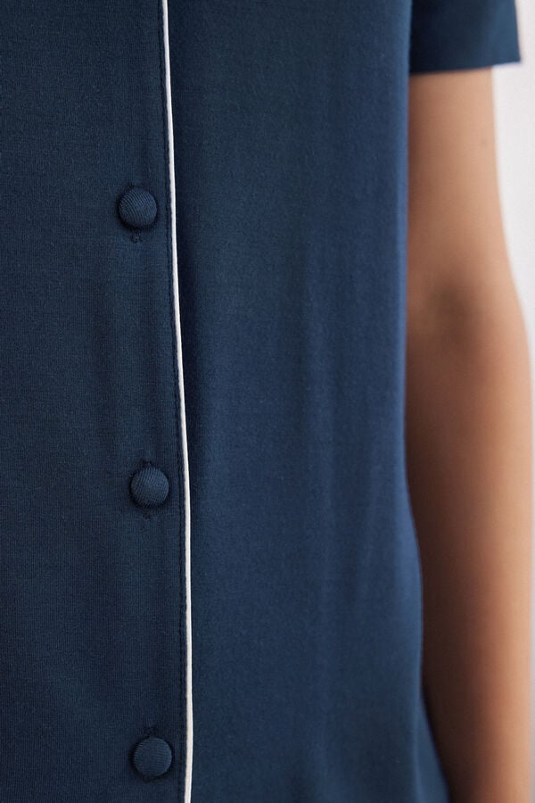 Intimissimi Camiseta de Manga Corta con Abertura Frontal de Modal