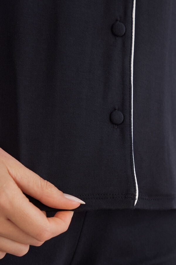 Intimissimi Camiseta de Manga Corta con Abertura Frontal de Modal