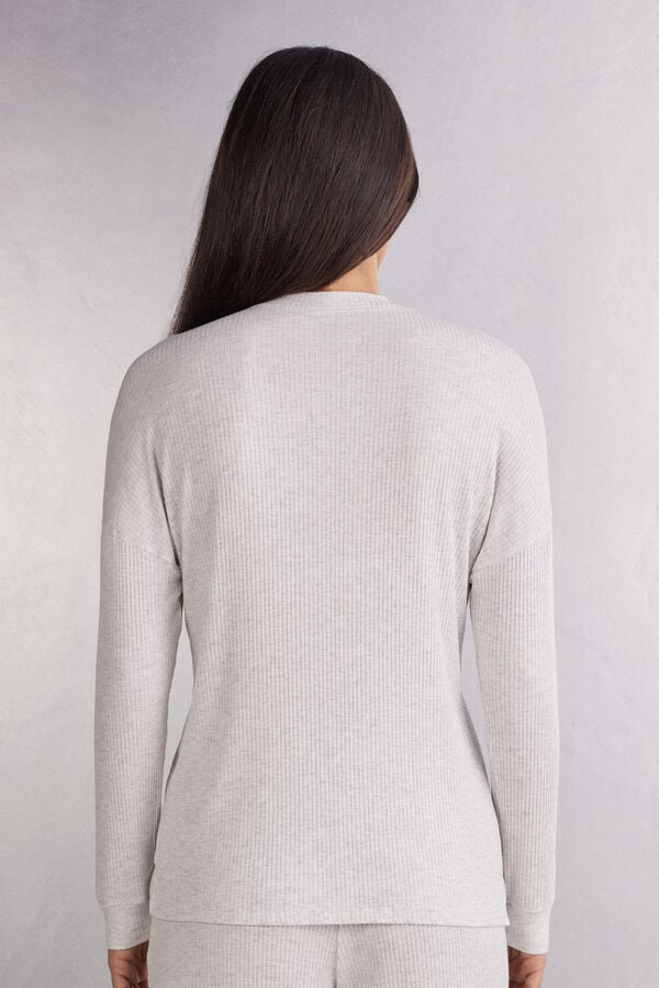 Intimissimi Camiseta De Manga Larga Con Abertura Delantera De Modal Chic Comfort