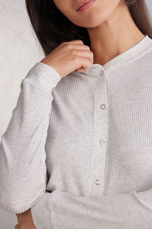 Intimissimi Camiseta de Manga Larga con Abertura Delantera de Modal Chic Comfort