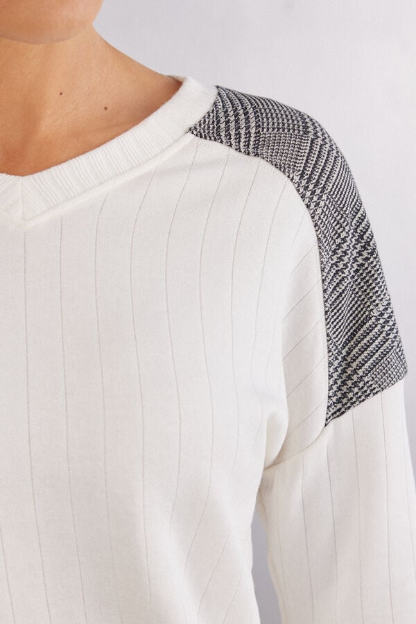 Intimissimi Camiseta de Manga Larga con Cuello de Pico Royal Elegance