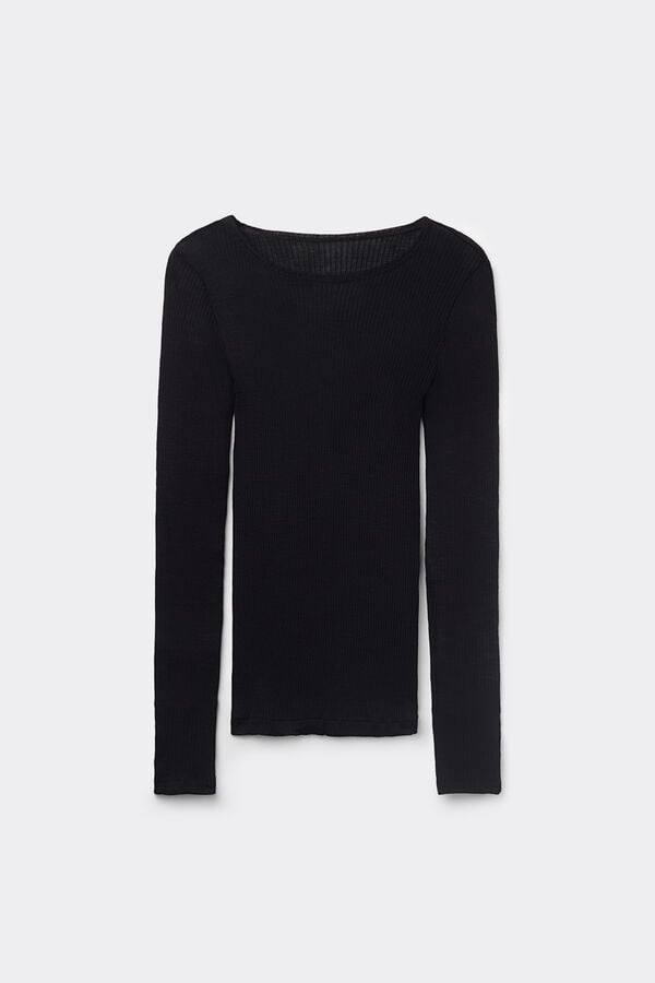 Intimissimi Camiseta De Manga Larga Con Cuello Redondo Holgado De Lana Y Seda