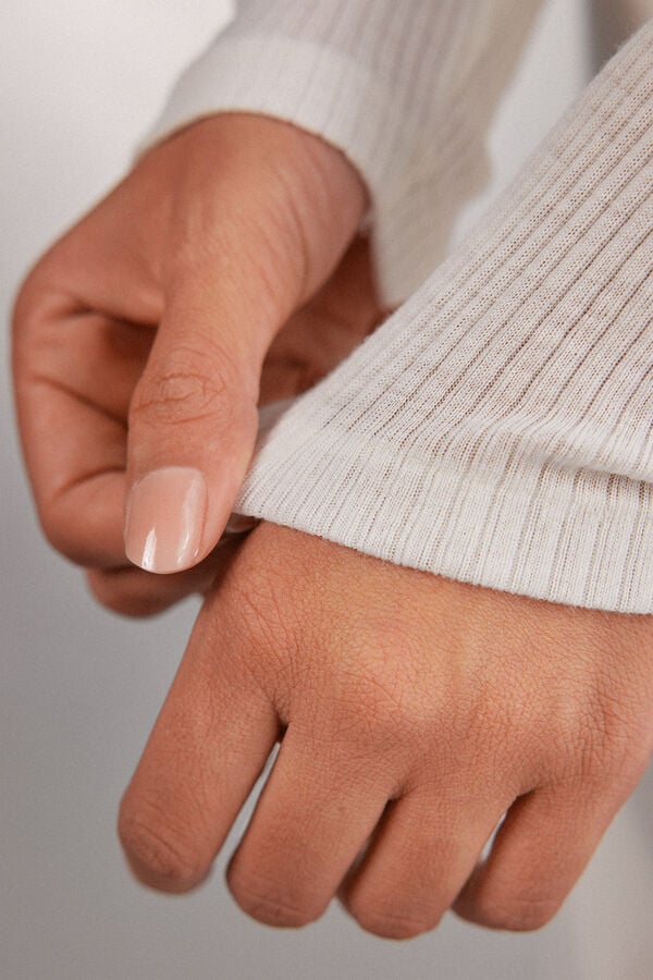 Intimissimi Camiseta de Manga Larga con Cuello Redondo Holgado de Lana y Seda