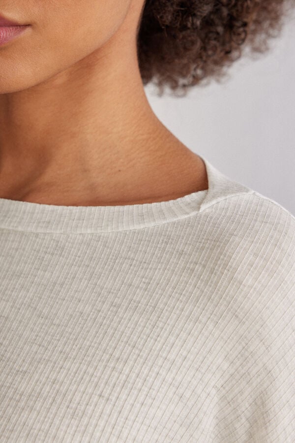 Intimissimi Camiseta de Manga Larga con Escote Barco de Modal Chic Comfort