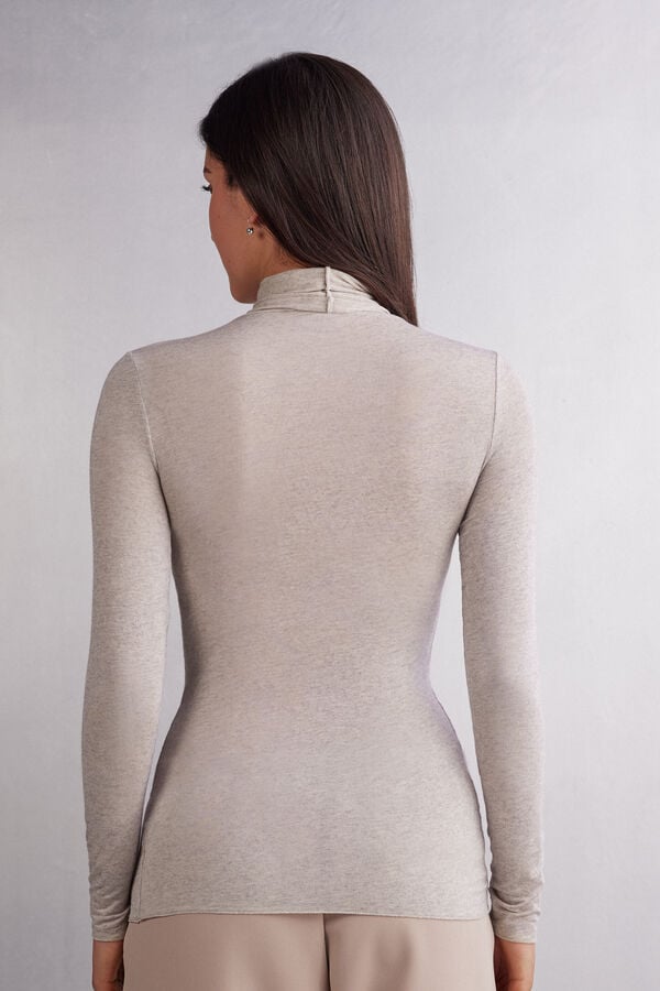 Intimissimi Camiseta De Manga Larga De Cuello Alto De Cashmere Ultraligero De Modal
