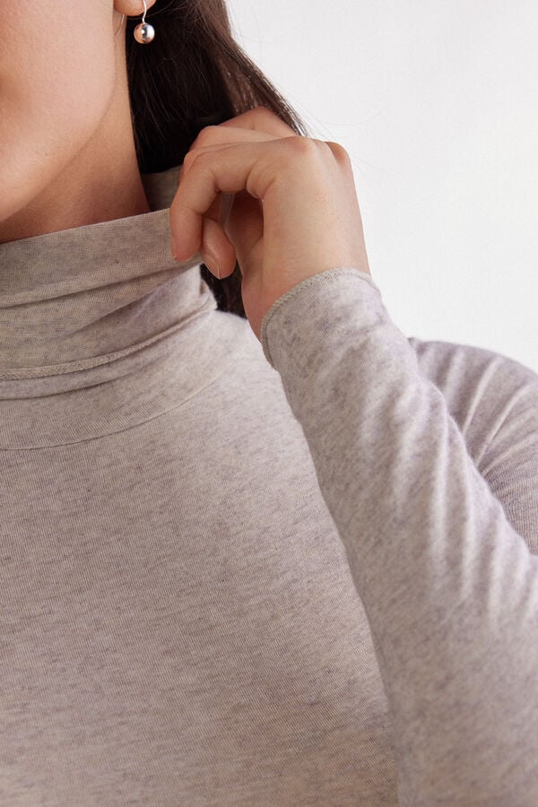 Intimissimi Camiseta de Manga Larga de Cuello Alto de Cashmere Ultraligero de Modal