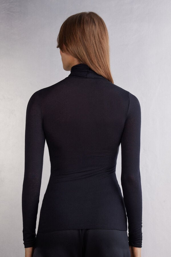 Intimissimi Camiseta De Manga Larga De Cuello Alto De Cashmere Ultraligero De Modal