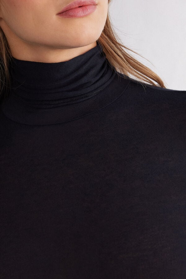 Intimissimi Camiseta de Manga Larga de Cuello Alto de Cashmere Ultraligero de Modal