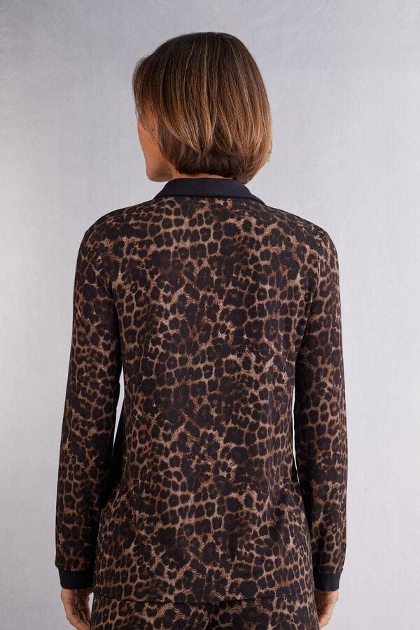 Intimissimi Camiseta De Manga Larga De Modal Con Abertura Delantera Luxurious Leopard