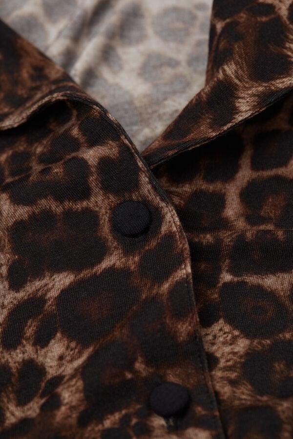 Intimissimi Camiseta De Manga Larga De Modal Con Abertura Delantera Luxurious Leopard