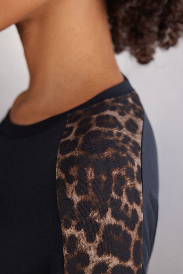 Intimissimi Camiseta de Manga Larga de Modal Luxurious Leopard