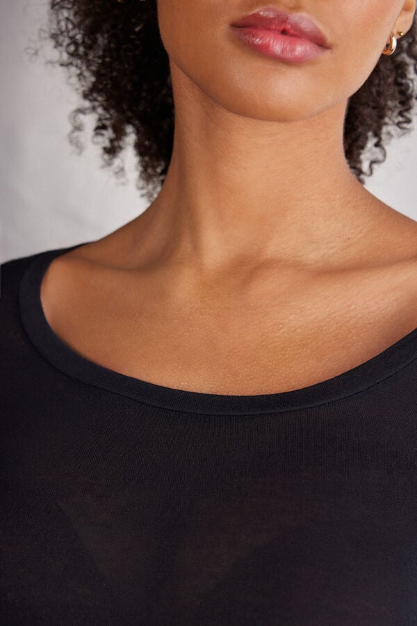 Intimissimi Camiseta de Manga Larga de Modal Ultralight con Cashmere y Escote Redondo